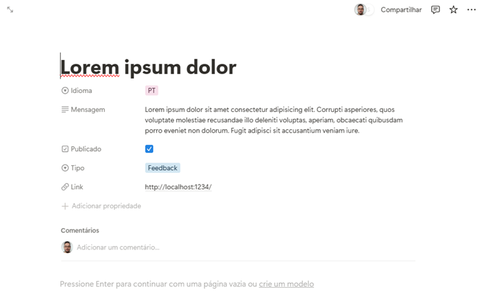 Exemplo de Notificação